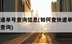 查询快递单号查询信息(如何查快递单号的物流信息查询)