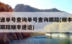 顺丰快递单号查询单号查询跟踪(顺丰快递单号查询跟踪顺丰速运)